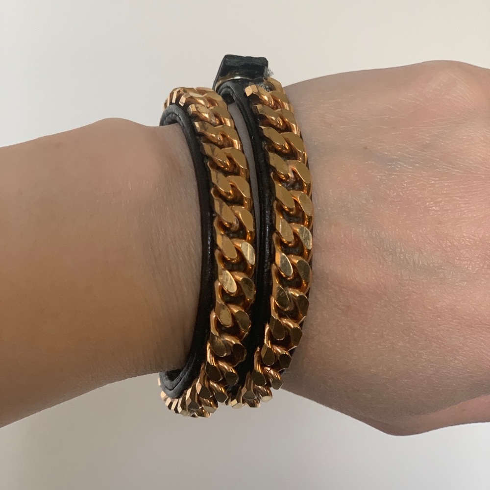VITA FEDE leather gold chain wrap bracelet